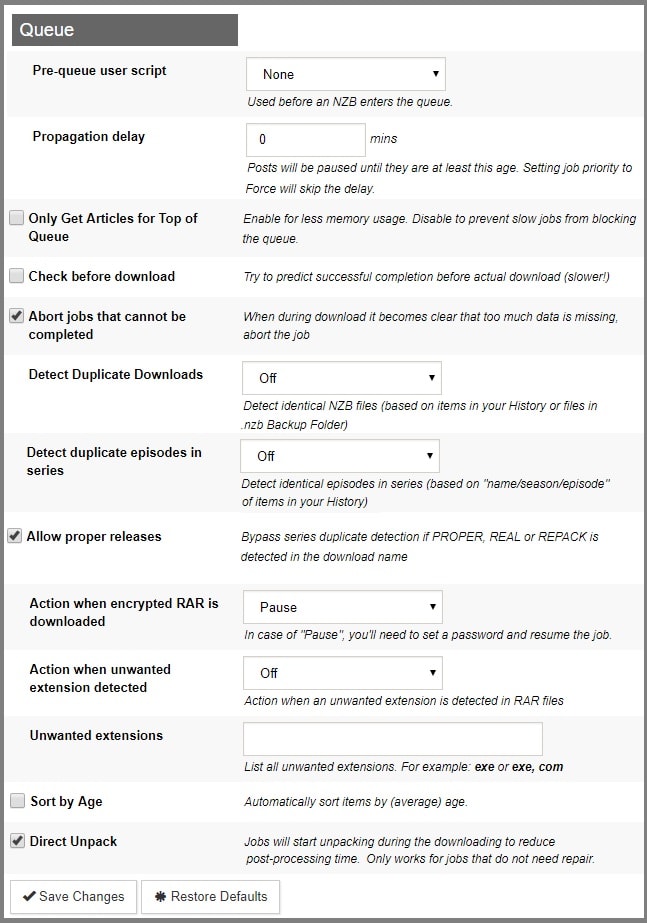 sabnzbd check before download